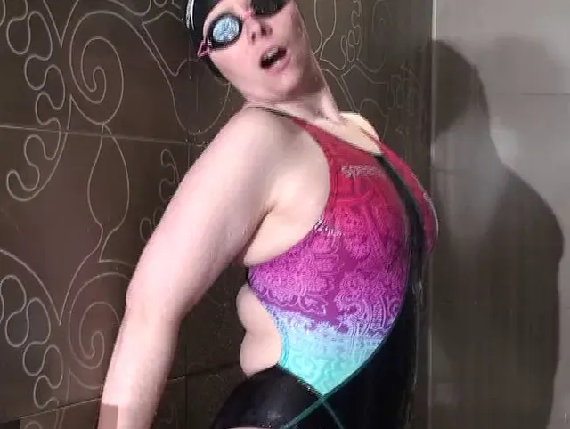 Japanese Flower Swimsuit gets wet