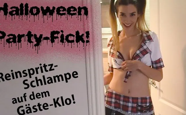 Halloween Party-Fick! Reinspritz-Schlampe auf dem Gästeklo!