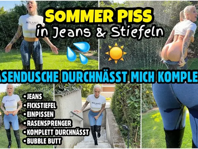 Sommer Piss in Jeans und Stiefeln | Komplett durchnässt