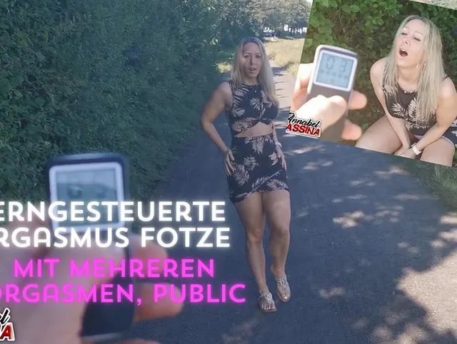 Ferngesteuerte Orgasmus Fotzenkontrolle mit mehreren Orgasmen, public